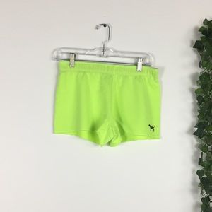 PINK Victoria’s Secret lime green lounge shorts XS